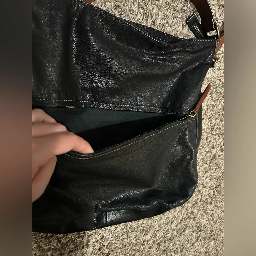 Fossil Corey Hobo Bag Black Leather Shoulder Bag